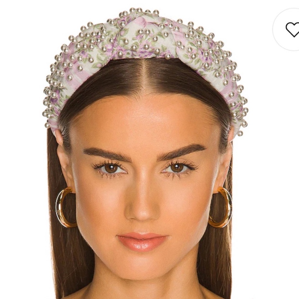 Loveshackfancy Pearl Embellished Headband - Pink And White